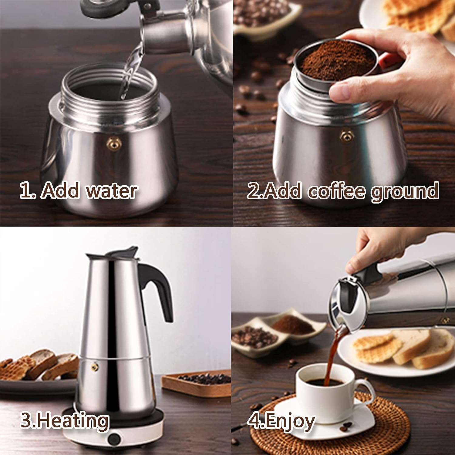 4/6/9 Cups Moka Pot Caffe Mach - đánh giá và giá Coffee Equipment Machine